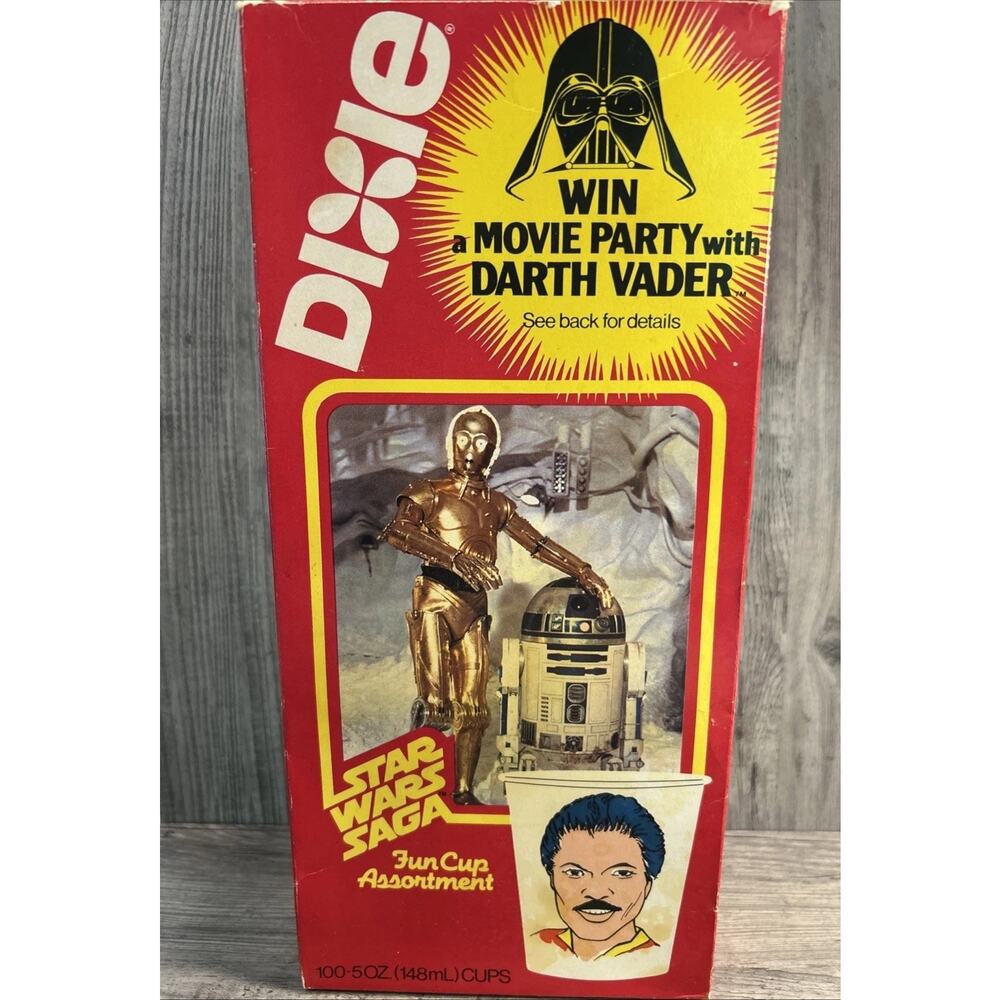Vintage 1982 Star Wars Dixie Cups Open Box 69 Cups C-3PO R2-D2 Lando Droids